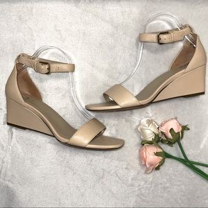 Naturalizer Leather Nude Wedge Sandals